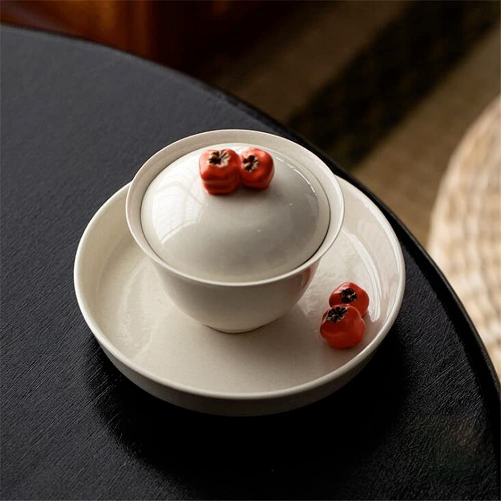 130ml Keramik Pflanze handgemachte Gaiwan Persimmon Terrine Kung Fu Tee-Set Schüssel Dekoration