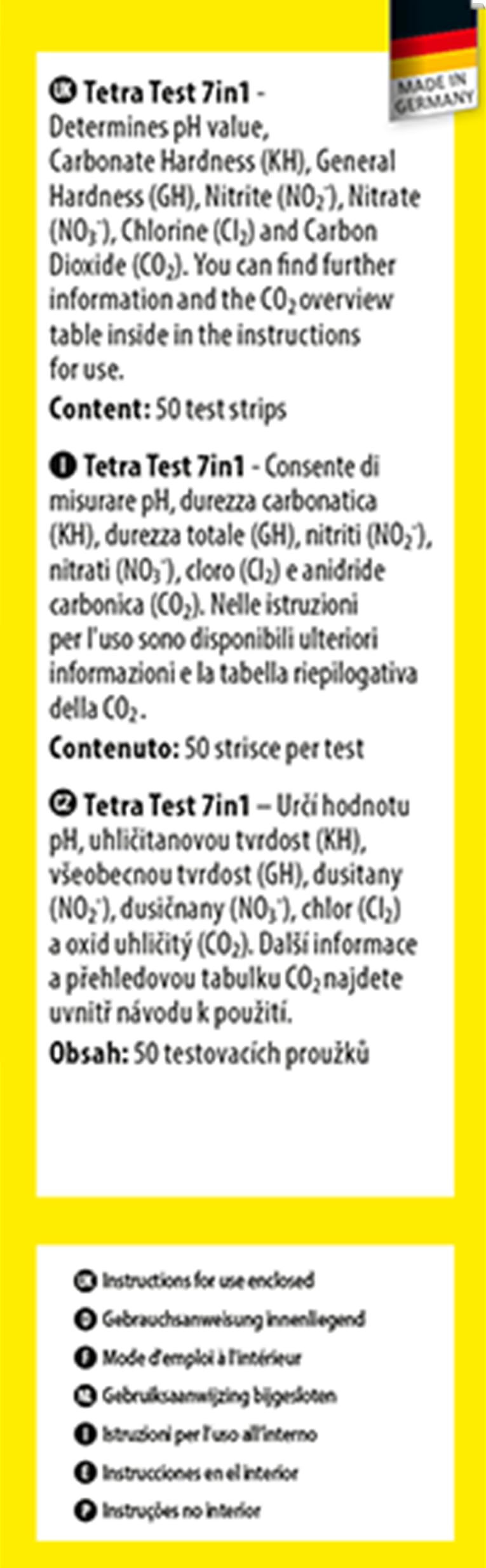 Tetra Test 7in1 - Test de agua para acuarios, control rápido y sencillo de la calidad del agua, 1 paquete (50 tiras reactivas)