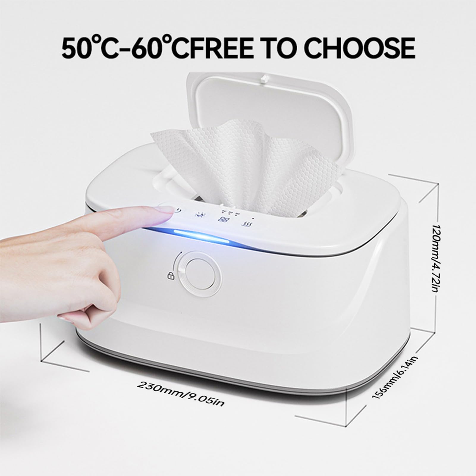 Scaldasalviette per Neonati Dispenser a Riscaldamento Rapido Luce Notturna Elementi Essenziali per Neonati Confezione Intera di Fazzoletti Bagnati Riscaldamento Superiore, Ricarica USB, Bianco
