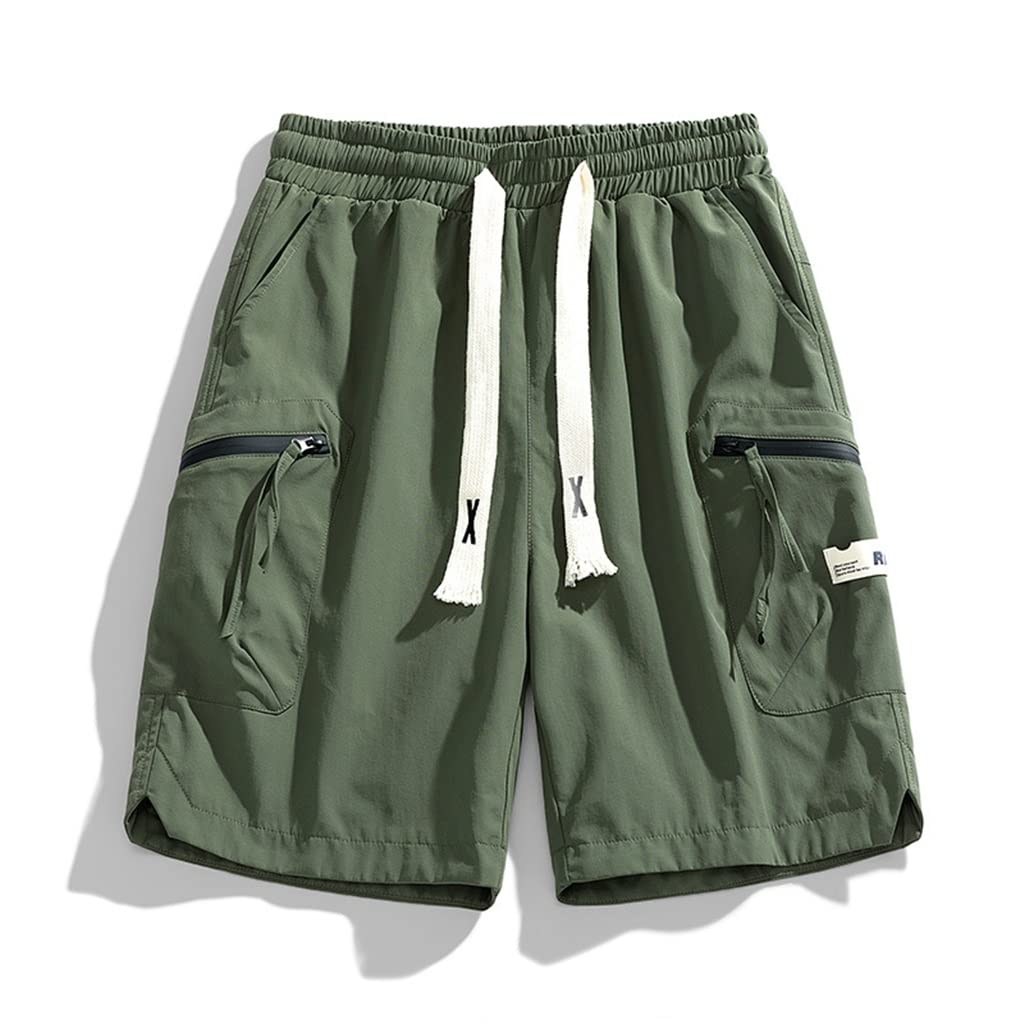 HBJWOV Mens Work Shorts Sports Casual Green Trend Comfortable Comfortable and Breathable Shorts 7X-Large