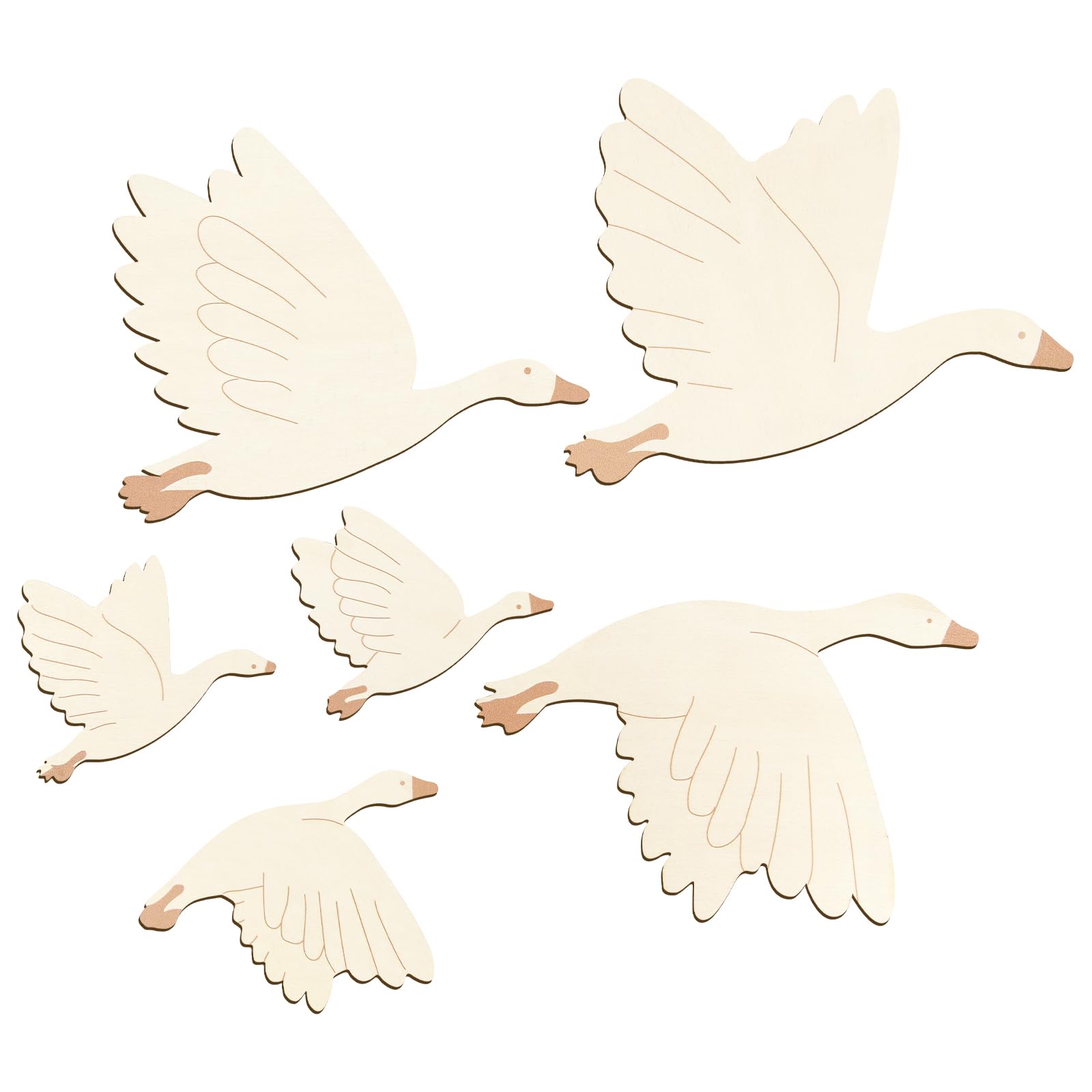 6 Stücke Kinderzimmer Deko Schwan Wanddeko, Boho Deko Stil Wanddeko Set mit Starkem Klebepunkten, Kinder Basteln Set Holz DIY Schwan Wandtattoo Holz