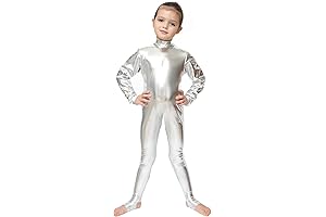 Shiny Metallic Leotard Unitards Long Sleeve Toddler Kids Halloween Costume Dance