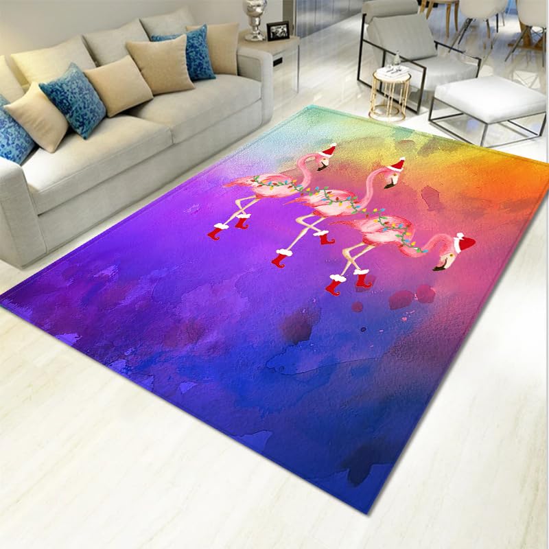 Tapis de salon lavable résistant aux taches violet orange pour couloir et bureau
