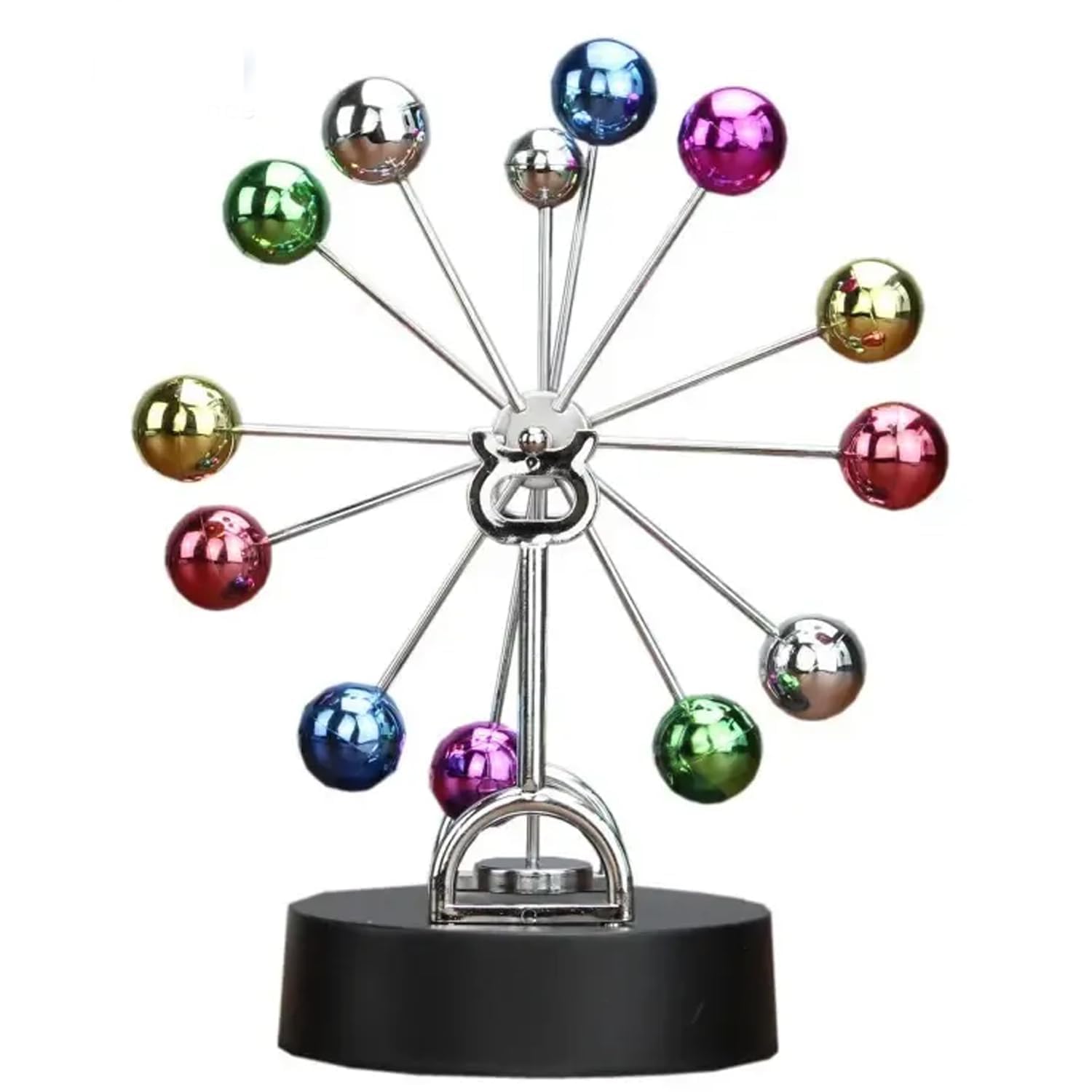 Kinetic Desk Toy Ferris Wheel with Multicolor Metal Balls - Electromagnetic Perpetual Motion Decor Model for Office Desktop Table Decoration | Rotating Balance Sculpture for Home and Workspace-image-23