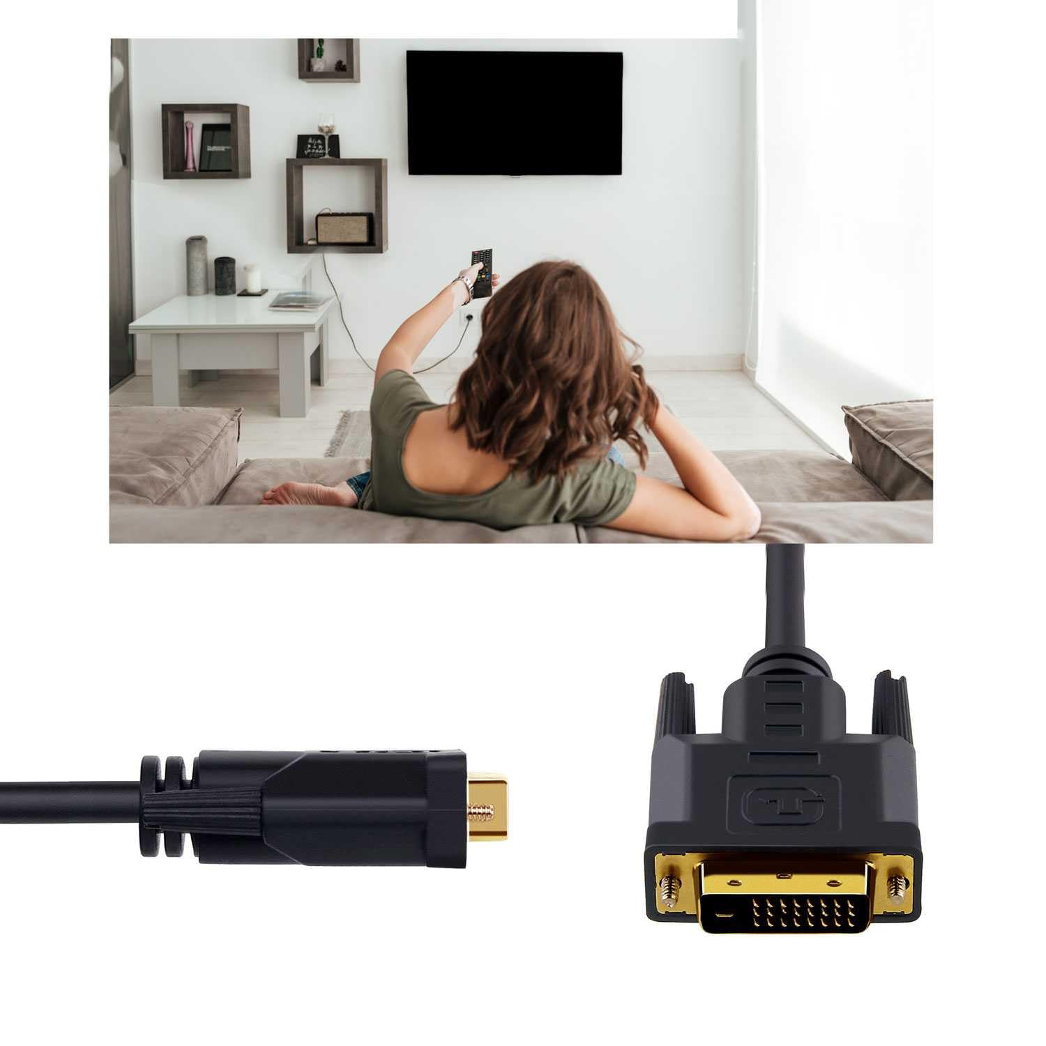 OcioDual Adattatore DVI-D 24+1 Maschio a VGA Femmina 15 Pin, Convertitore Video per PC, Monitor, Proiettore e Display