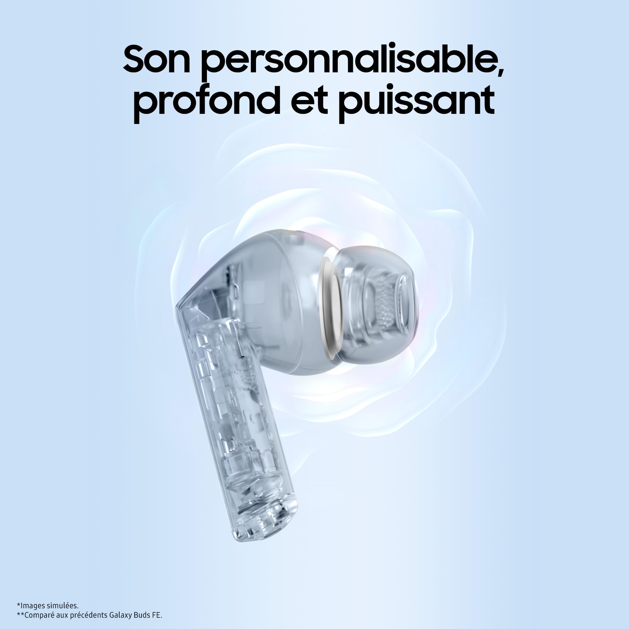 Samsung Galaxy Buds3 FE, Écouteurs sans Fil, Bluetooth, Réduction Active de Bruit, Audio 360, Gemini, Chargeur Secteur Rapide 25W Inclus, Noir, Version FR