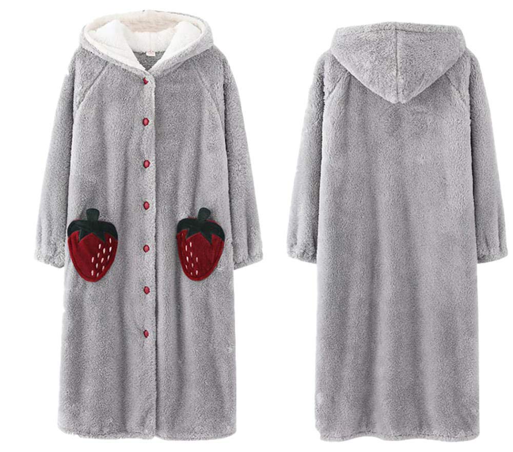 Accappatoio da Donna in Felpa di Peluche, soffice Accappatoio Invernale, Camicia da Notte in Pile di Corallo, Accappatoio Caldo e Spesso