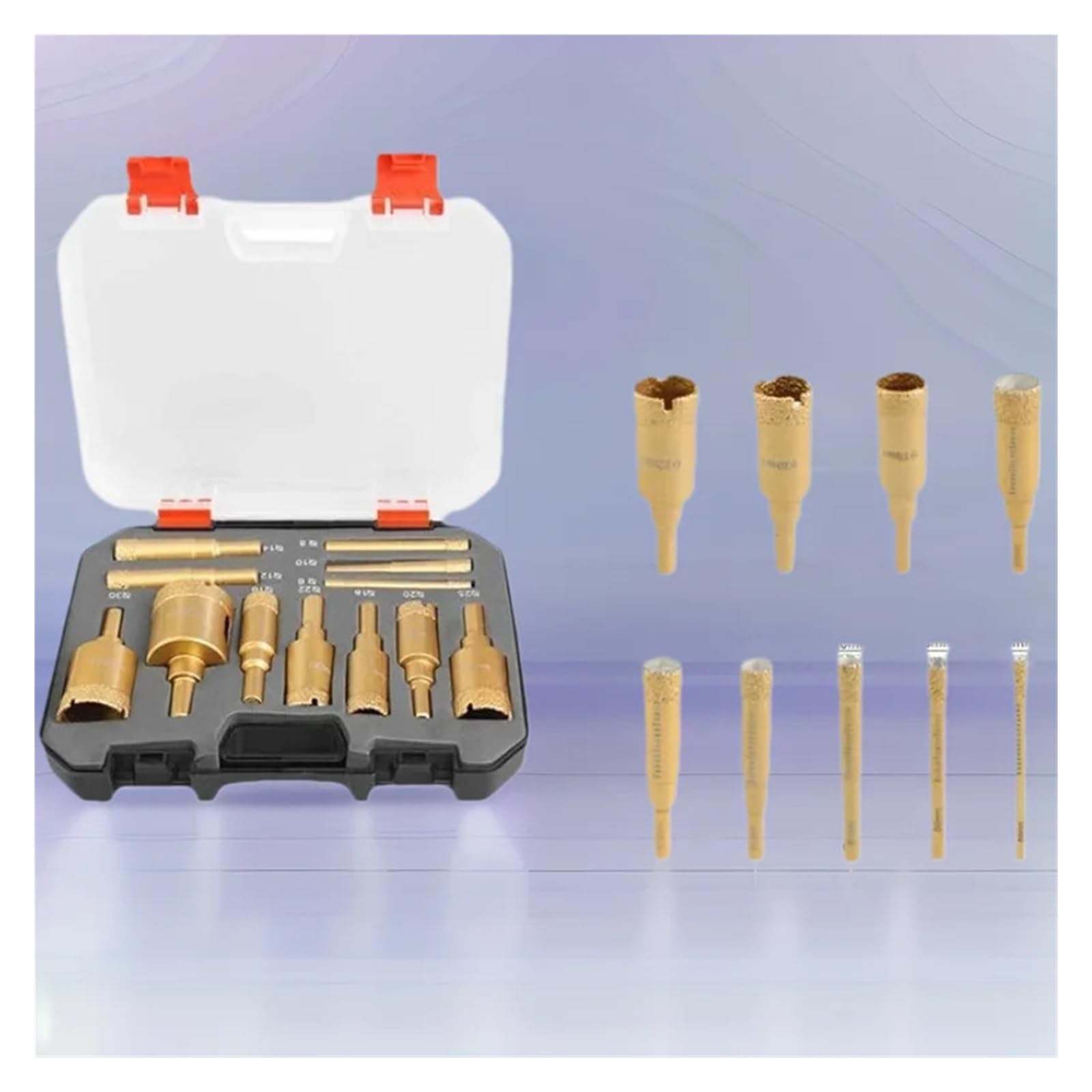 Set da 12 pezzi di punte for carotaggio brasate sotto vuoto in ceramica, granito, marmo, pietra, piastrelle, a tazza for smerigliatrice angolare