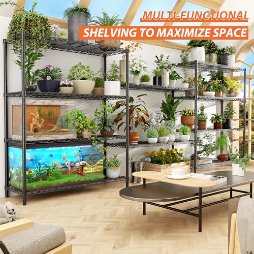 Image of Storage Shelves Heavy Duty, 4 PCS 48 inch L x 20 inch W x 72 inch H Garage Wire Shelving Unit Loads 2000LBS, 5-Tier Adjustable Metal Industrial Utility Shelf Rack for Kitchen, Laundry Room, Warehouse, Basement