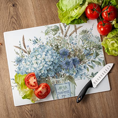 Counterart Bohemian Blue 3Mm Heat Tolerant Tempered Glass Cutting Board 15” X 12” Manufactured In The Usa Dishwasher Safe #TOP5