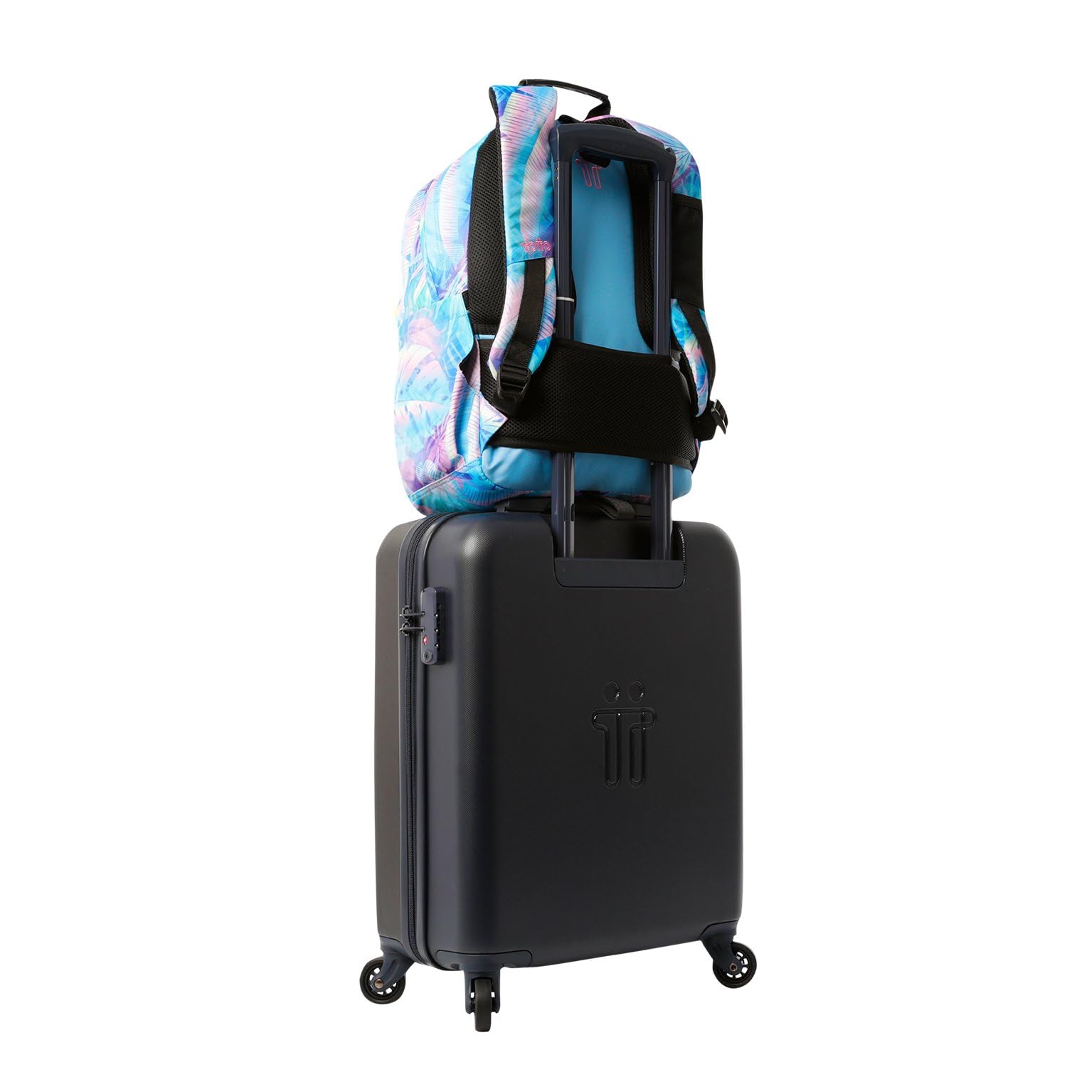 TOTTO - Mochila Escolar Adaptable a Carro, Modelo Acuareles, Capacidad 20 L, Bolsillo para Pc 14", 2 Bolsillo Botella, Espaldar Ergonómico con Flujo de Aire, Cómodas Correas en S, Estampado Prisma