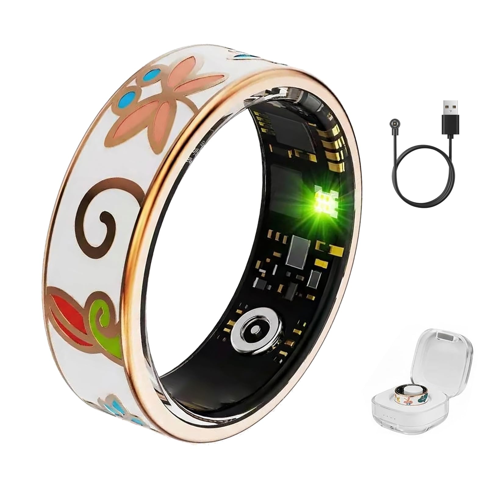 Anello intelligente per fitness e monitoraggio del sonno, impermeabile, per uomini e donne, con app di monitoraggio della salute, batteria a lunga durata, compatibile con iOS e Android