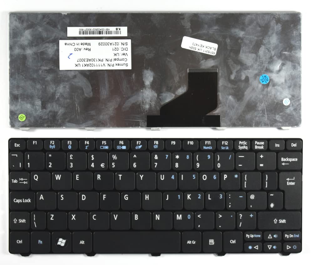 Clavier de remplacement Acer Aspire One 521 Power4Laptops version 1 noir stable