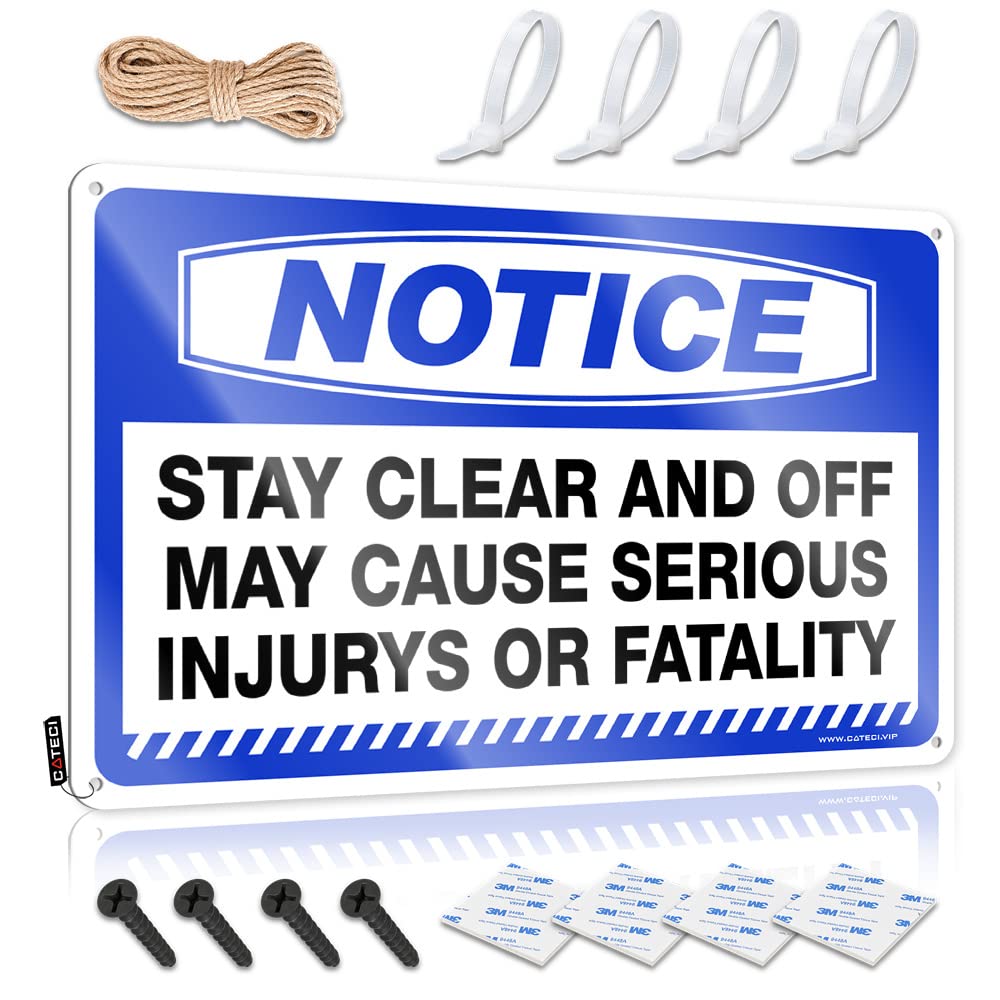 Fzfn Colour Plaques Beauty Ready To Hang - Notice Stay Clear And Off May Cause Serious Injurys Or Fatality Soft Area For Shed(20X30cm)
