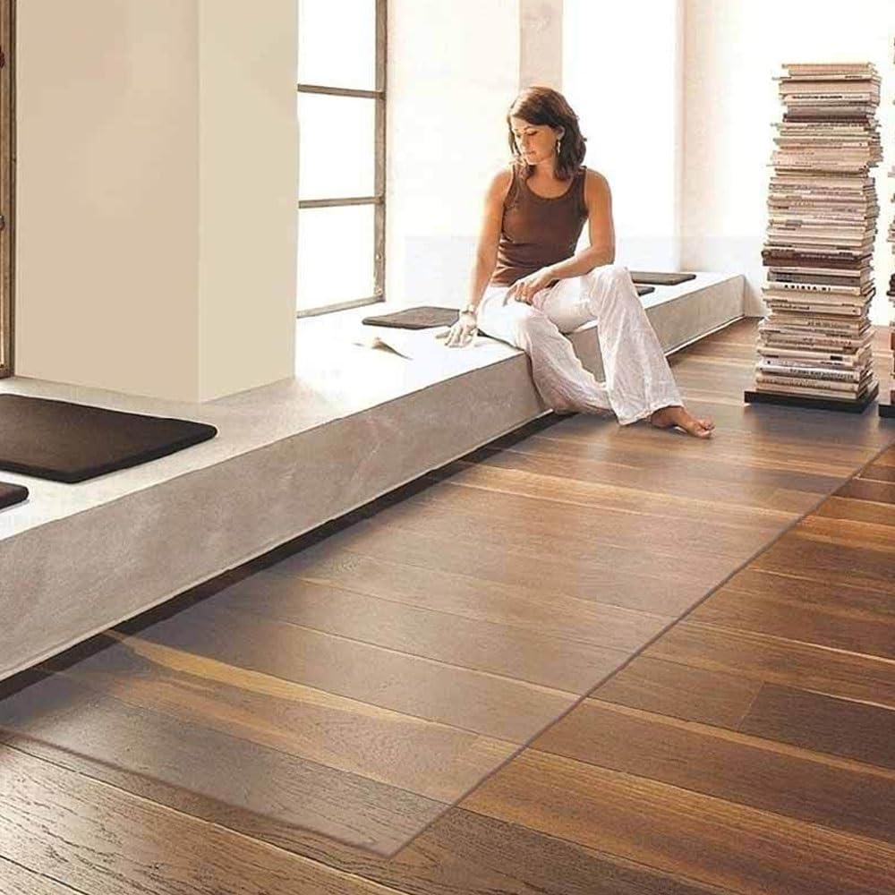Tapis de chaise épais de 1 mm pour sols durs - Protection de sol en bois dur durable pour bureau et cuisine - Anti-rayures - Dimensions : 120 x 220 cm - Convient aux sols de 30 à 160 cm de large et