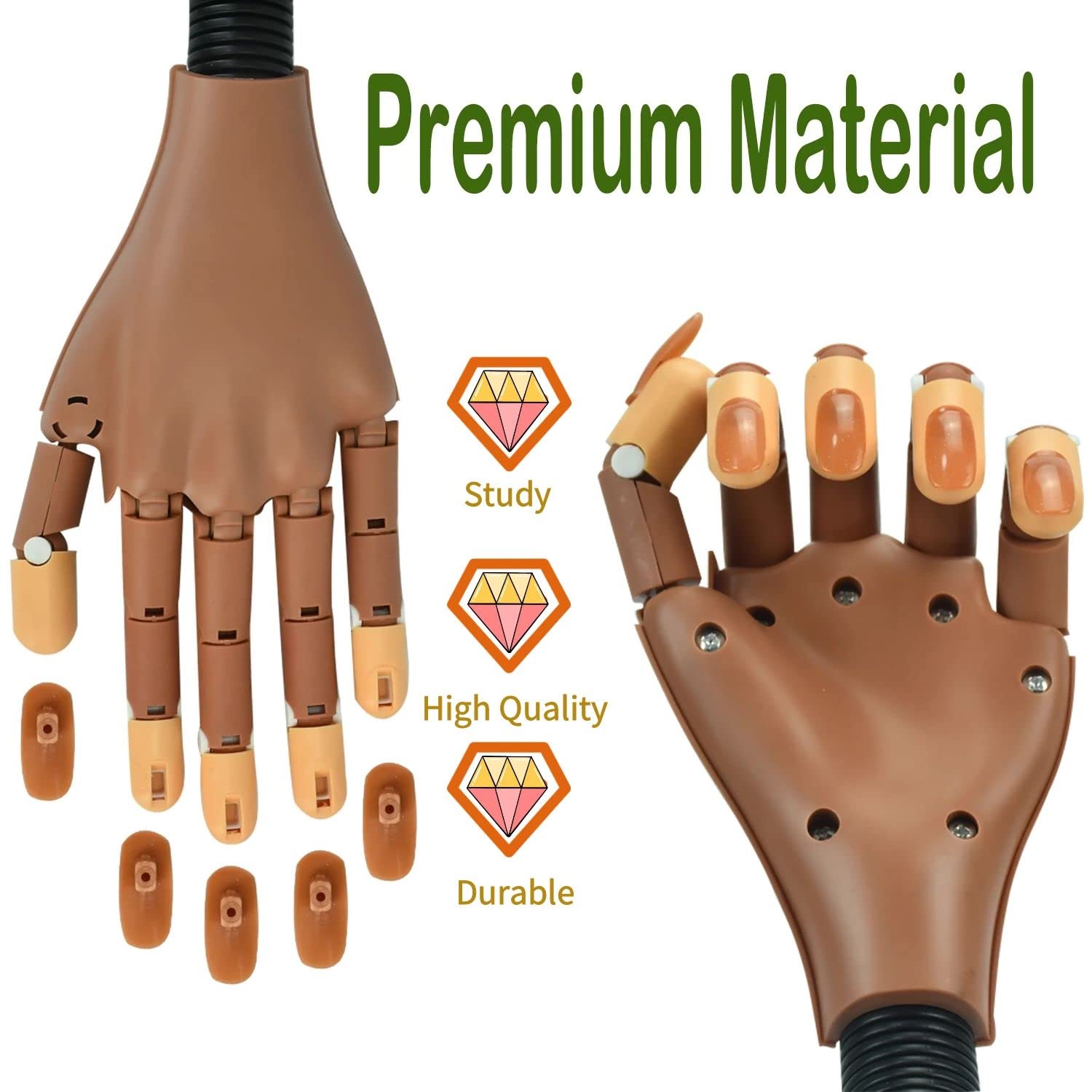 D'entraînement Manucure, Fausse Main Entrainement Formation, Faux Doigts pour Faire les Ongle, Main de Pratique Réglables Flexibles pour Manucure à Ongles Bricolage, avec 300 faux ongles