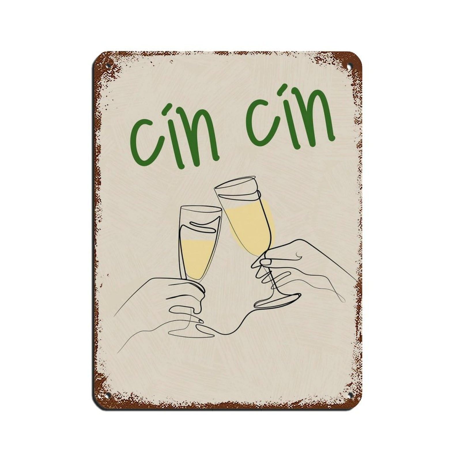 Cin Cin, Wine Poster, Cheers Tin Sign Vintage Metal Pub Club Cafe Bar Home Wall Art Decoration Poster Retro 12x16inch(30x40cm)