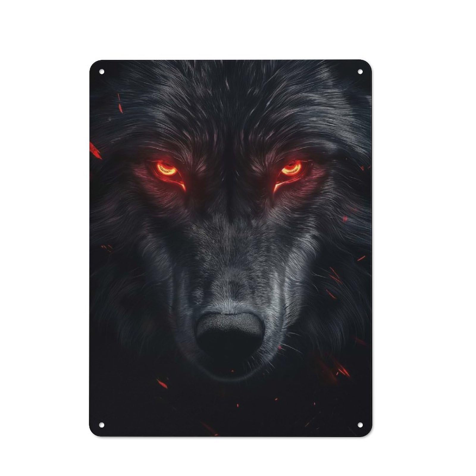 For Garden Room Or Summerhouse, Evil Black Wolf Portrait Retro Tin Sign 40x30cm, for Garage, Workshop And Man Cave Decoration