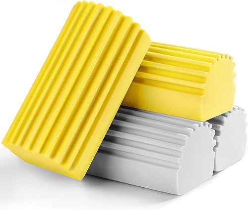 Jeymei Paquete de 4 esponjas húmedas limpias, cepillo de limpieza de esponja, plumero para limpiar persianas, vidrio, zócalos, rejillas de