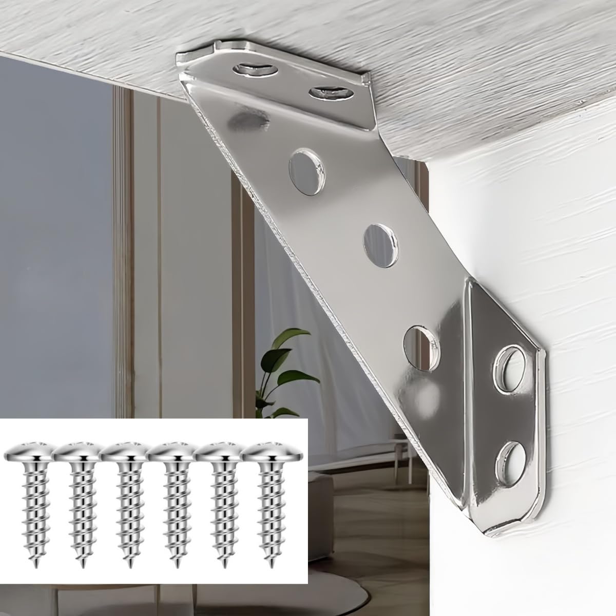 Angle Bracket for Wood Corner Bracket Metal Wood Brackets Stainless Steel Corner Brace Furniture Corner Connectors with Screws (2.5 x 0.8 x 0.7 inches) โ image 1