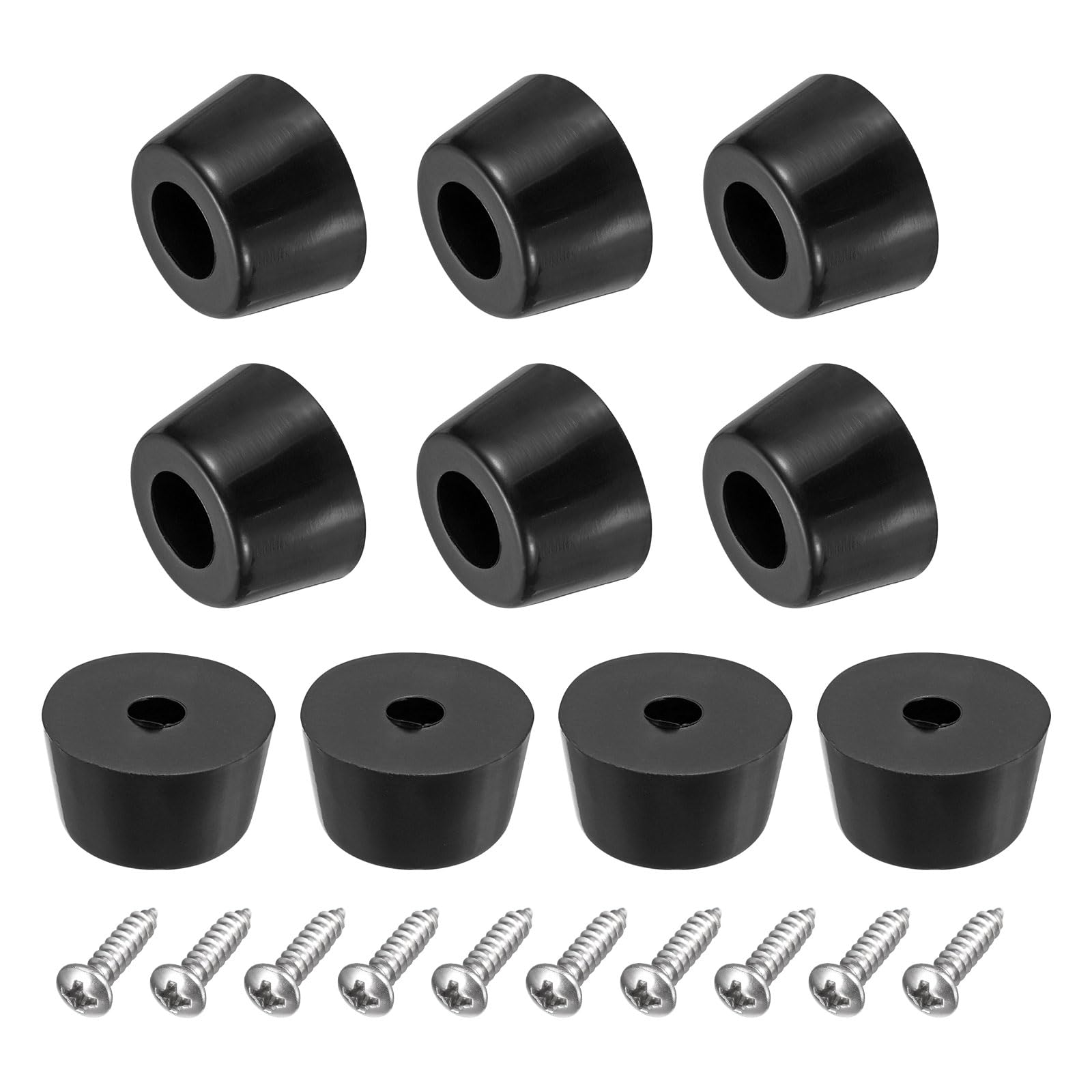 uxcell 18Pcs Rubber Bumper Feet, 0.43" H x 0.75" W Round Pads with Stainless Steel Washer and Screws for Furniture, Appliances, Electronics