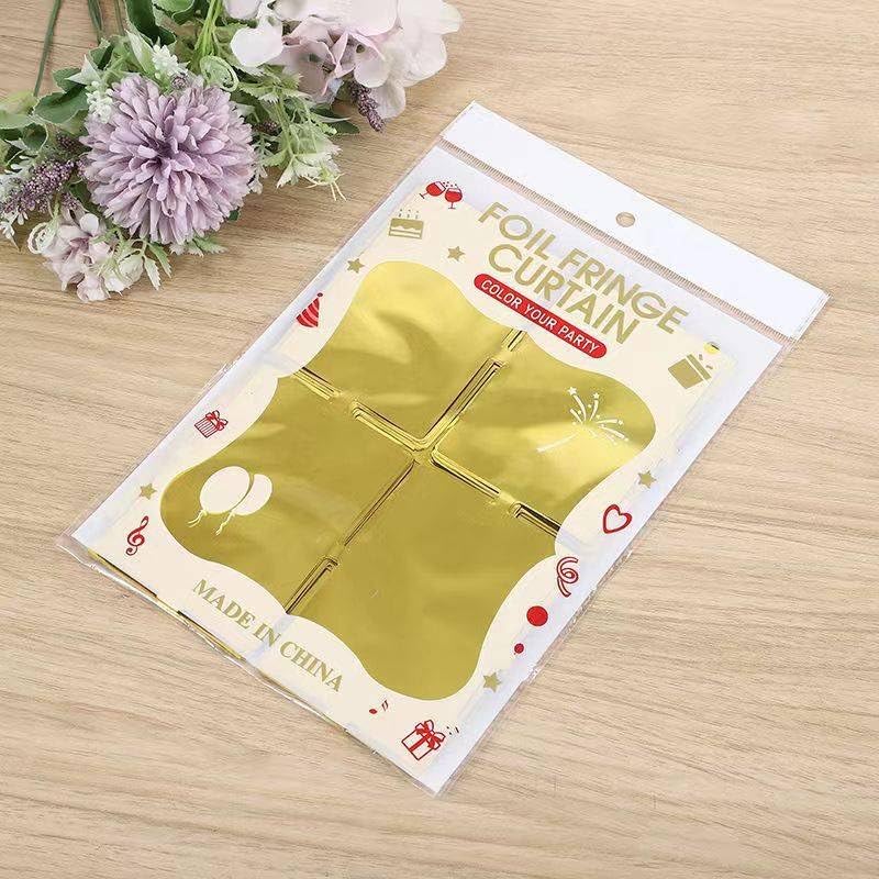Image of AMFIN (Pack of 2) Square Foil Curtains for Birthday Decoration Photo Booth Props Backdrop Baby Shower Bachelorette Party Decoration - Gold