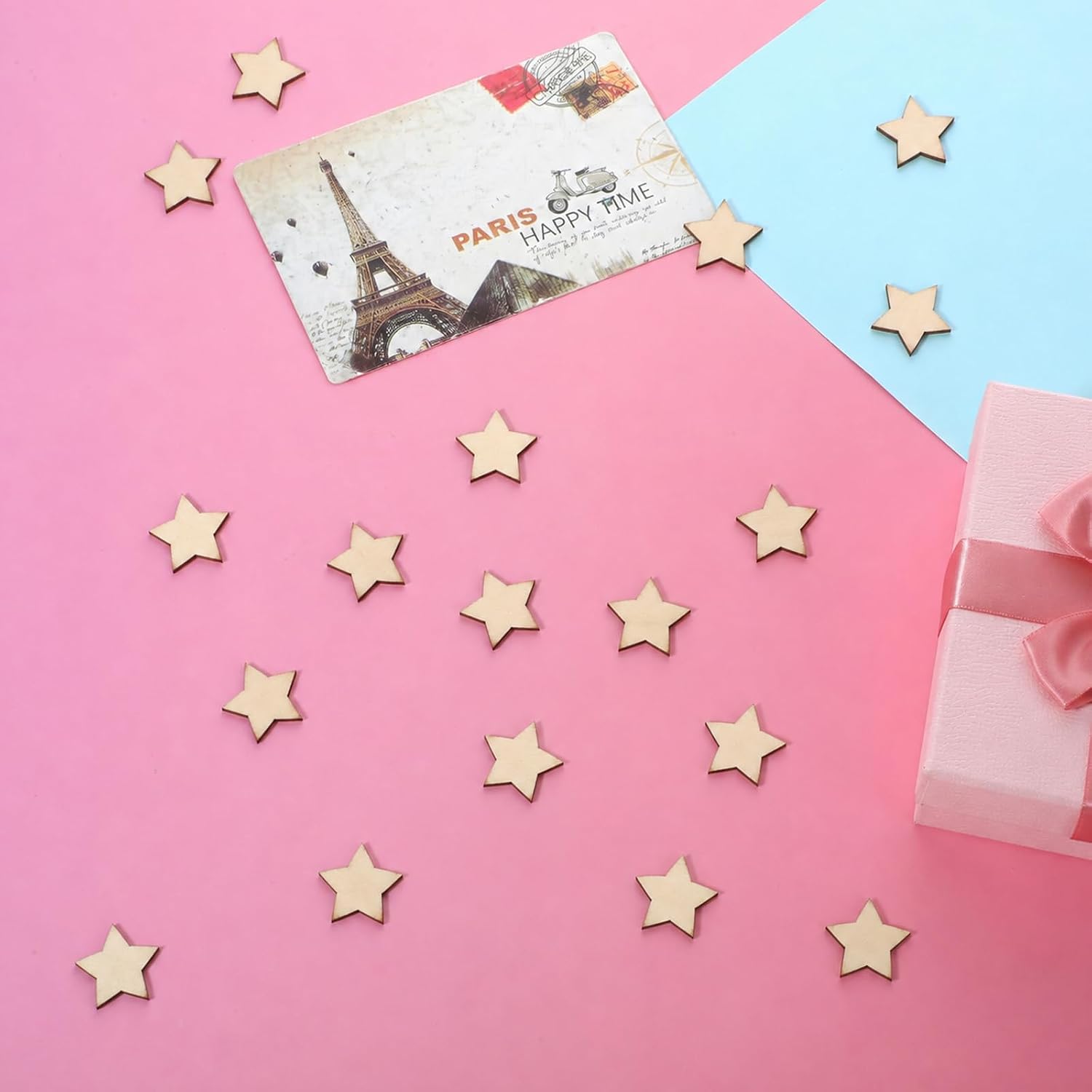 100 PCS 1 Inch Wood Stars Cutouts, Unfinished Wooden Stars Ornaments
