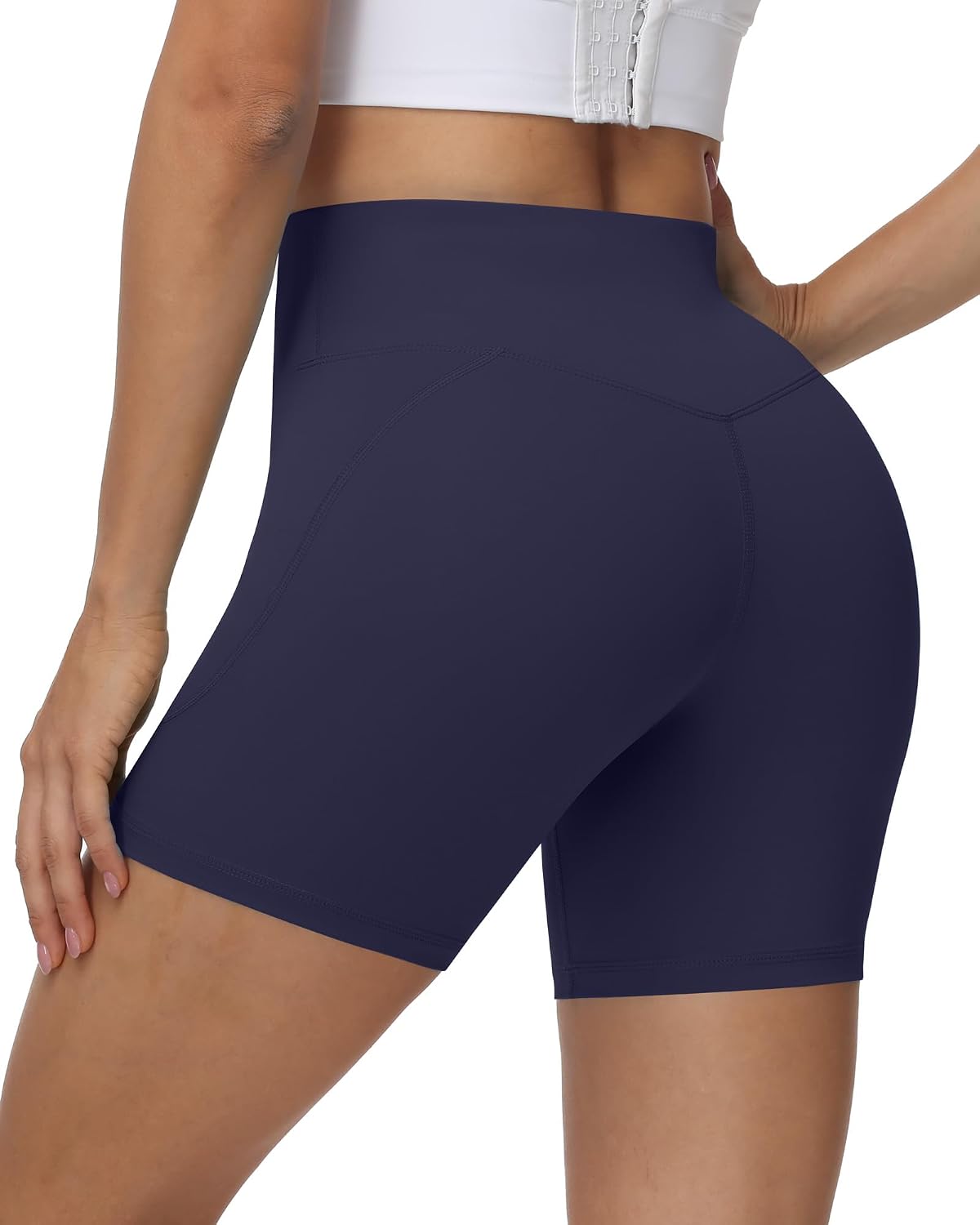 Moozava No Front Seam Womens 3"/5"/8" Workout Biker Shorts - High Waisted Tummy Control Spandex Shorts for Yoga Running Gym
