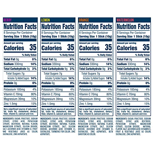 Dripdrop Hydration - Electrolyte Powder Packets - Watermelon, Berry, Orange, Lemon - 6 X 32 Count #TOP2