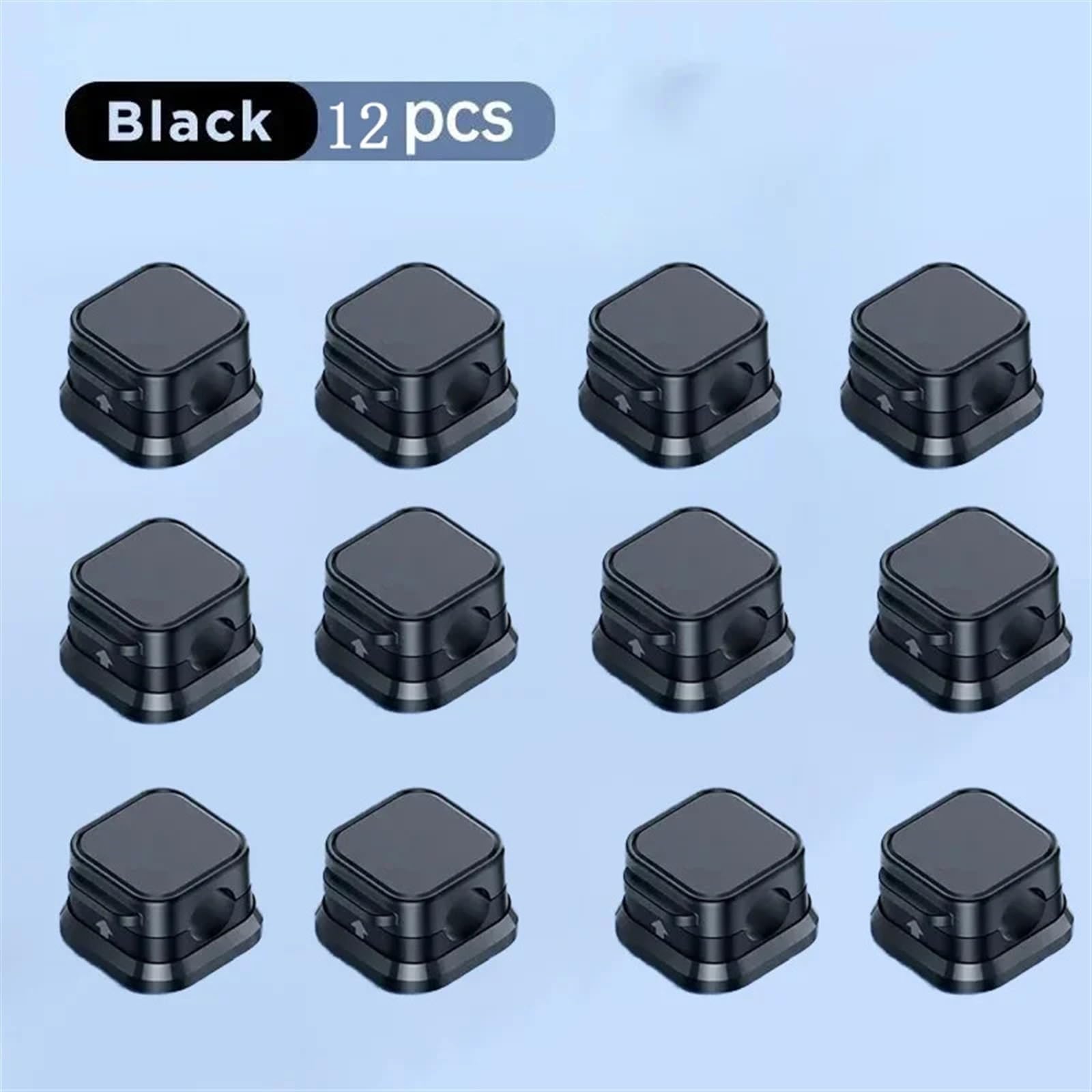 12 Stück/magnetische Kabelclips, glatter, Verstellbarer Kabelhalter unter dem Schreibtisch, Kabelmanagement, Drahthalter, Kabel-Organizer-Halter(Black)