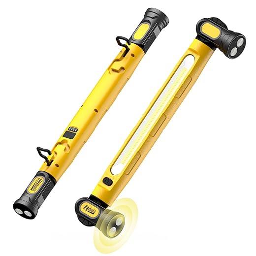 Under Hood Work Light Bar, 3000LM LED Magnetic Light Bar with Hooks, 5200mAh Cordless Rechargeable Hood Light for Mechanic/Car Repairing/Garage-Yellow