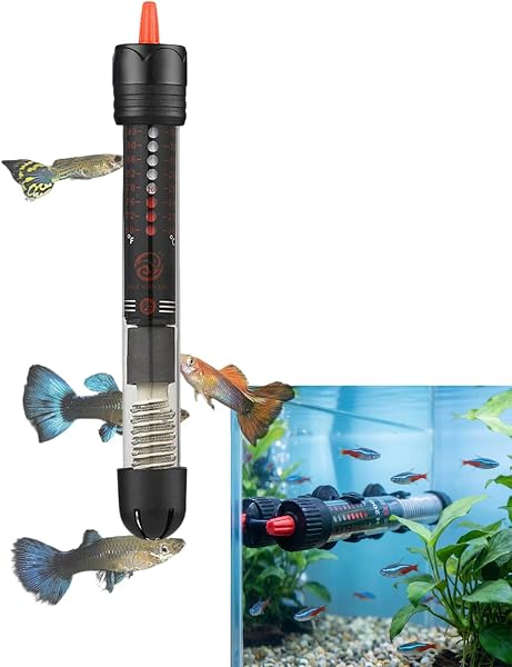 Thermostat Chauffant pour Aquarium 25W - Chauffe-Aquarium Ajustable pour Nano et Petit Aquarium (10-30L) - Température 20-34°C - Verre de Quartz Épais et IP68, avec Ventouses et LED de Contrôle - 1