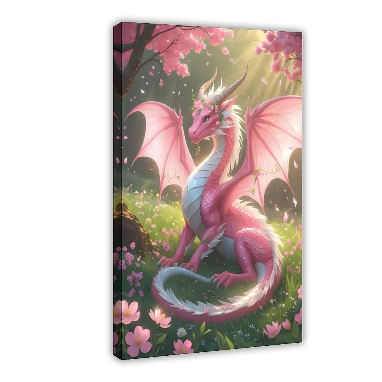 Bareronor Fantasy Dragon Poster Canvas Poster Bedroom Decor Landscape Office Room Decor Gift 16" L X 24" W