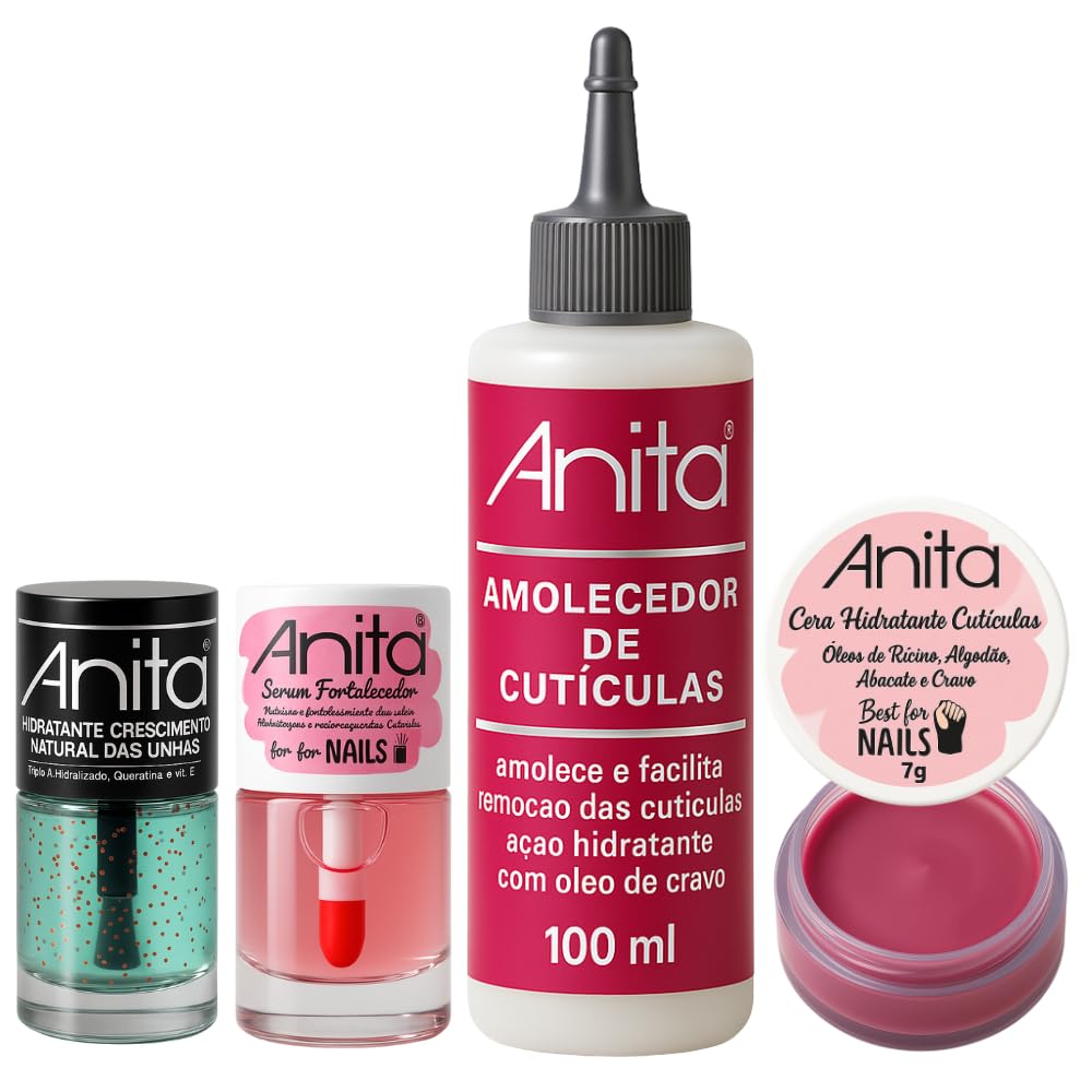 Kit Manicure Anita Amolecedor de Cutículas, Hidratante de Cutícula, Fortalecedor de