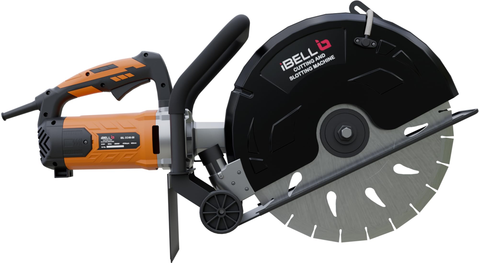 IBELL CC40-38 Electric 3800W, 4700RPM Concrete Saw 16 inch, Guide Roll