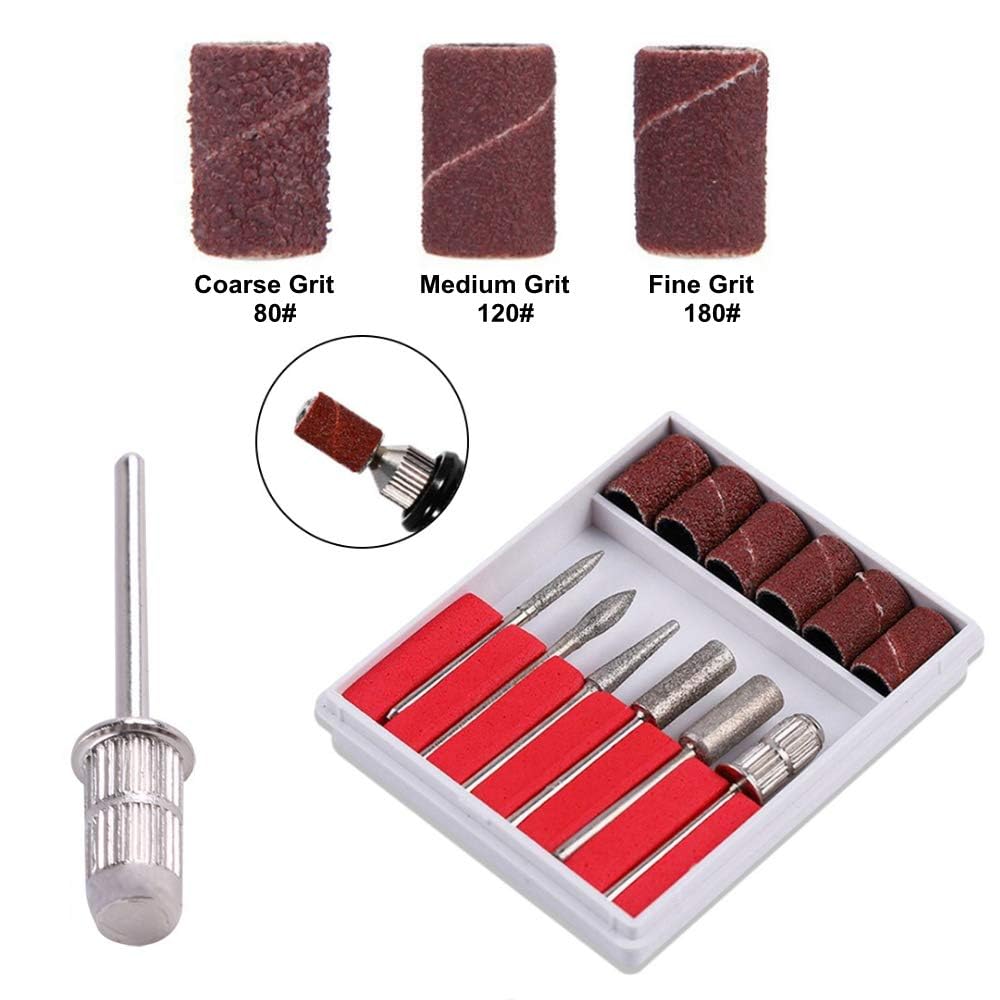 BEAUTY EMPIRE Nail Drill Bits Set Cuticle Tools, Electric Nail Drill Bits Kit 3/32",Nail Drill Machine for Nail Bits, Nail Polishing Clear and Care (Drill Bits, 6 - PCS) 3