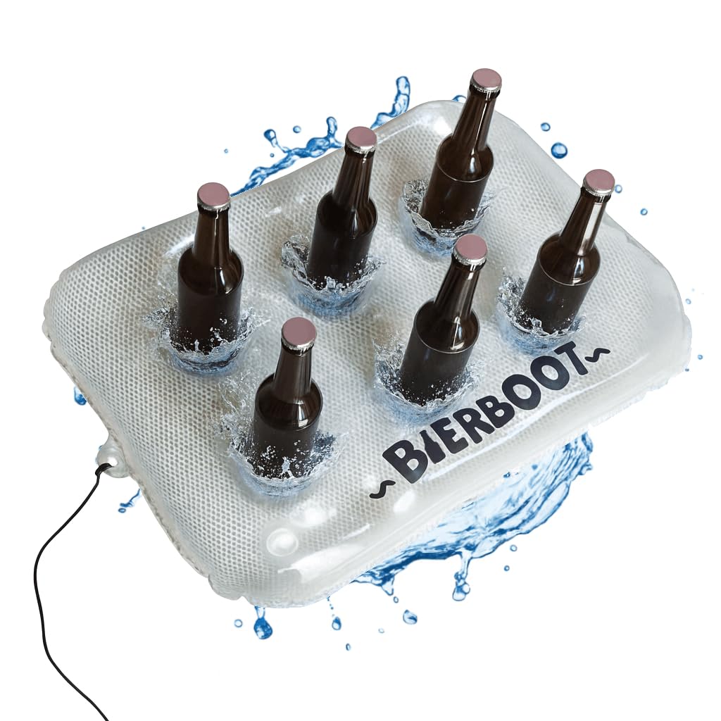 Kühlender Getränkehalter, schwimmend – Aufblasbarer Getränkekühler mit 6 Haltern für SUP, Schlauchboot und Pool, Bierboot