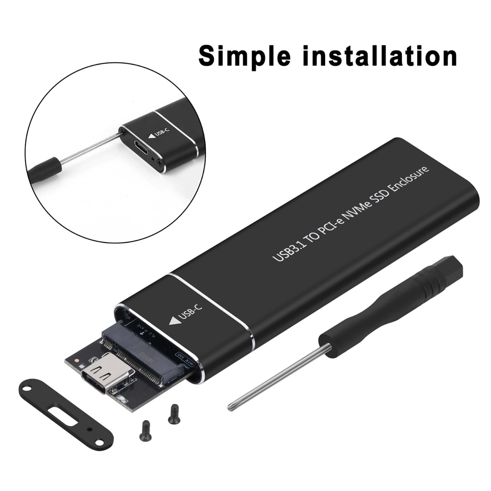 Sabrent Boîtier USB-C pour SSD M.2 2230 PCIe NVMe, vitesse de transfert 10 Gbps, prise en charge UASP et Trim, compatible avec Windows, macOS, Linux ( EC-NE30