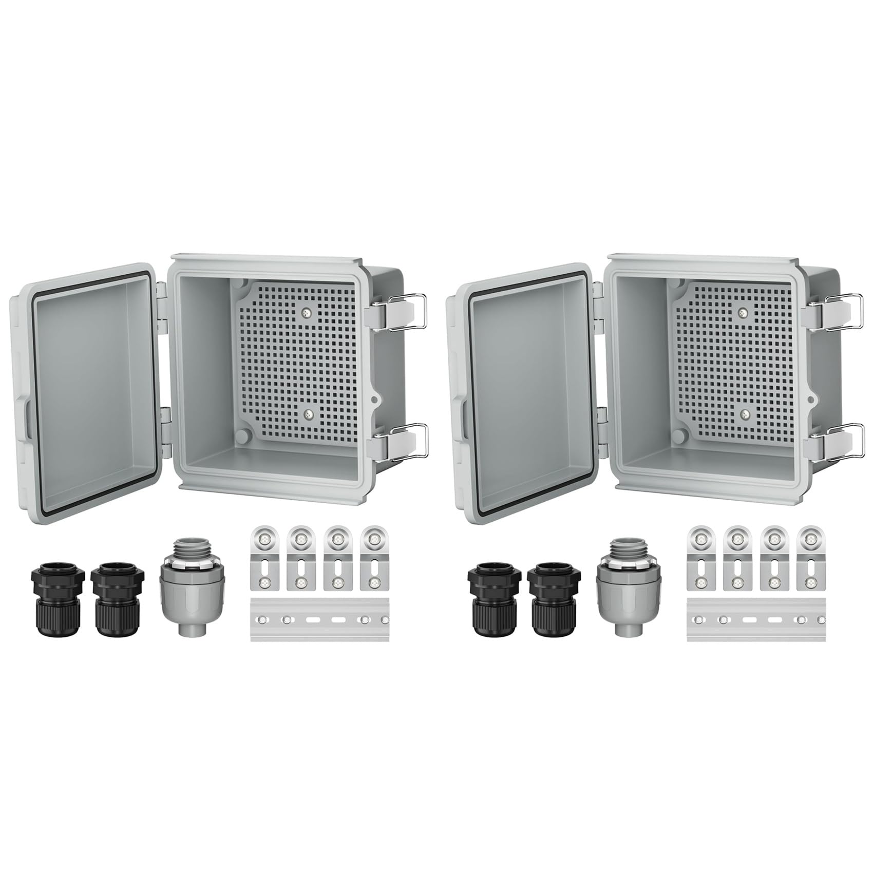 Jnchdghwa 2X Outdoor Electrical Box IP67 Outdoor Waterproof Distribution Box Outdoor Hinge Power Box Waterproof Junction Box