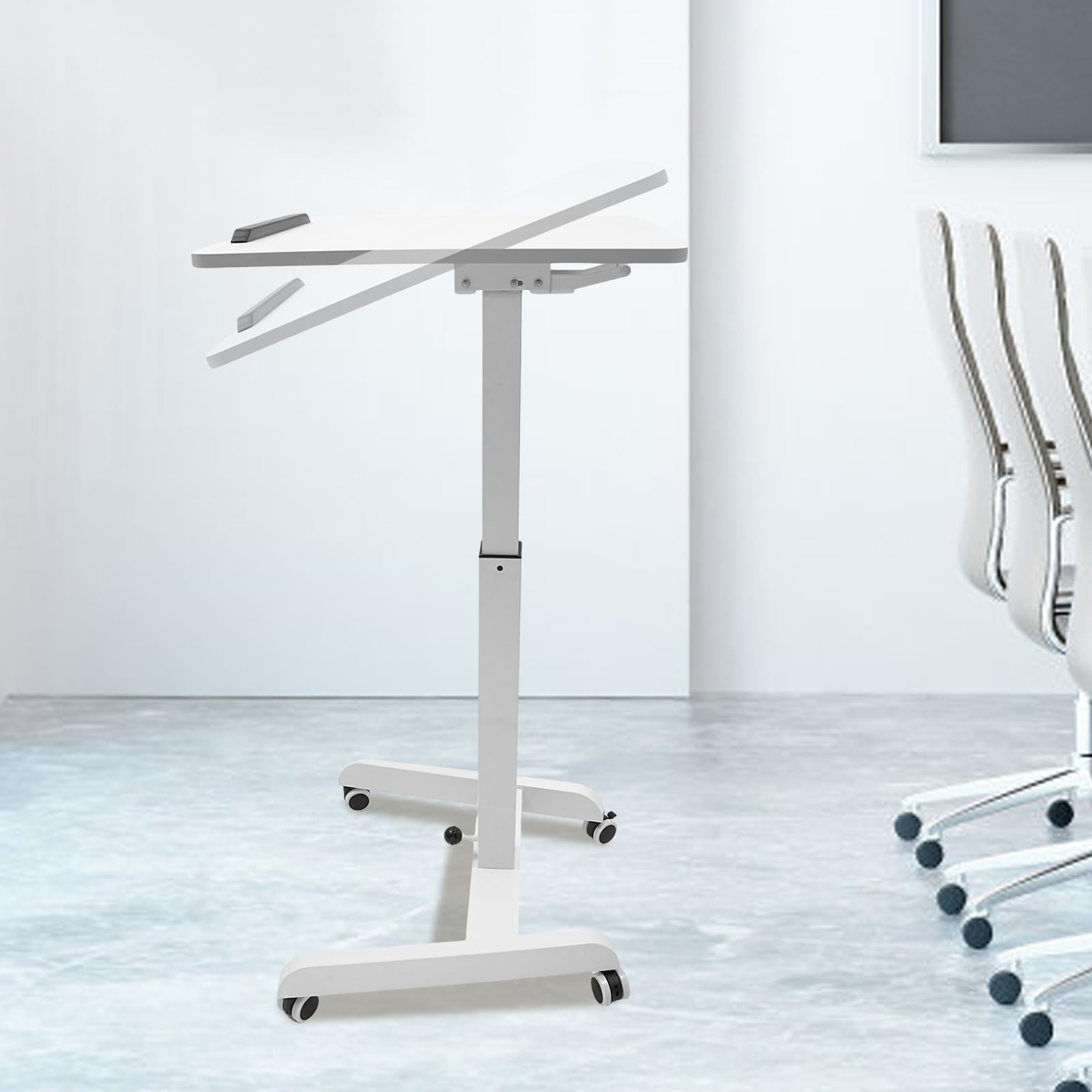 Adjustable Rolling Desk Mobile Standing Desk Height Adjustable Laptop Table with Locking Wheels 28-42 5 Inch Height Range — view 2