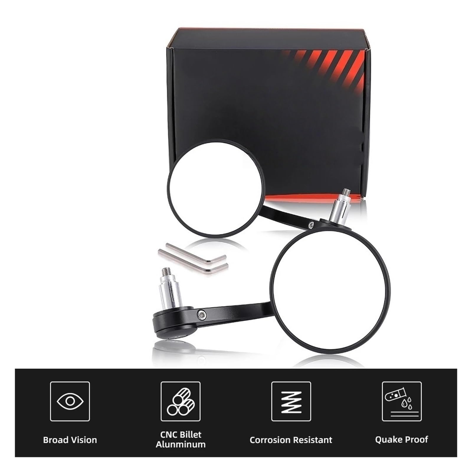 Moto Lusterko końcówkowe kierownicy Do Ninja 400 Z650 750 800 900 MT09 07 | Lusterko końcowe kierownicy motocykla Uniwersalne lusterka wsteczne 7/8 "22 mm(Round Bundle2)
