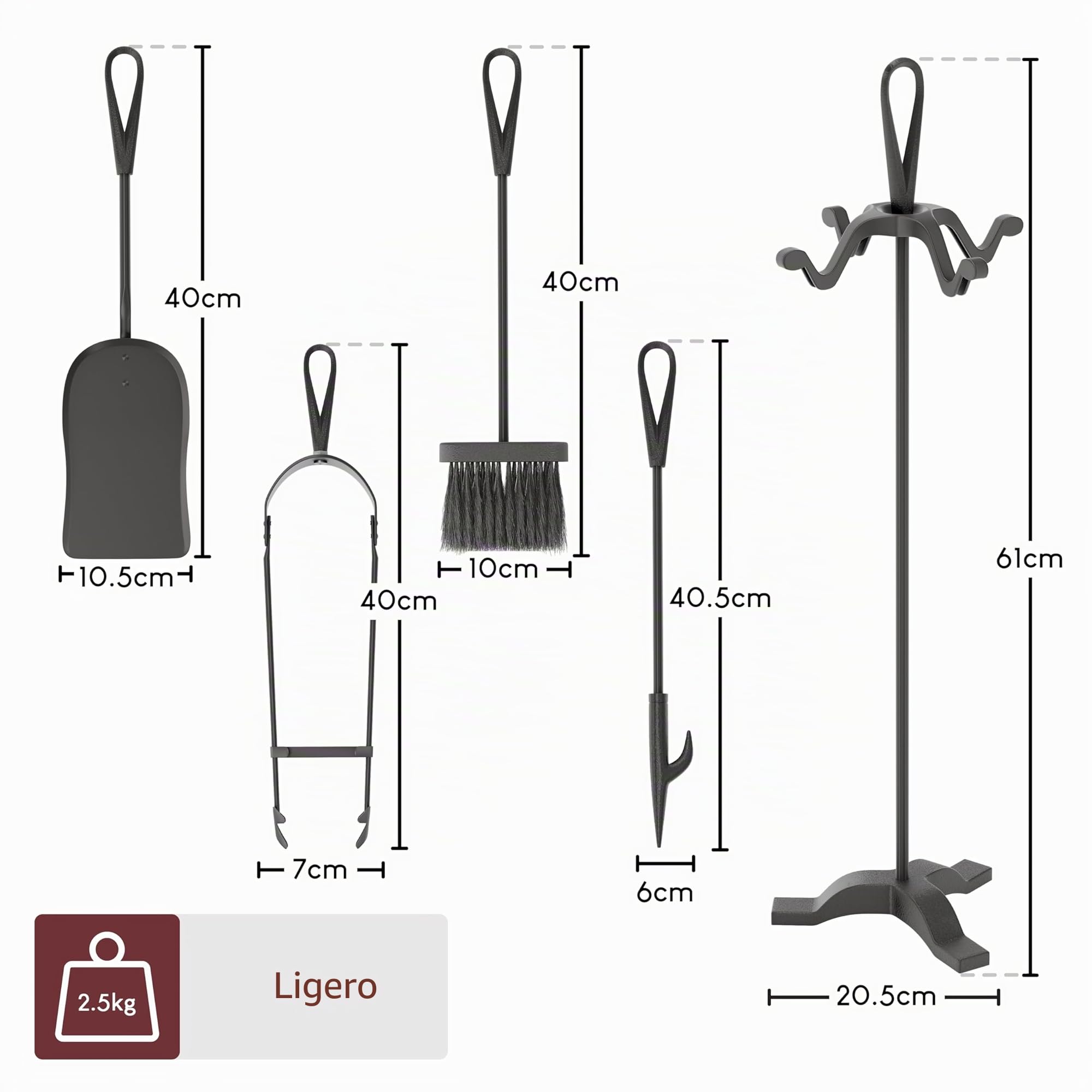 Fire Vida Buxton Companion Set de Metal, Negro, 5 Piezas