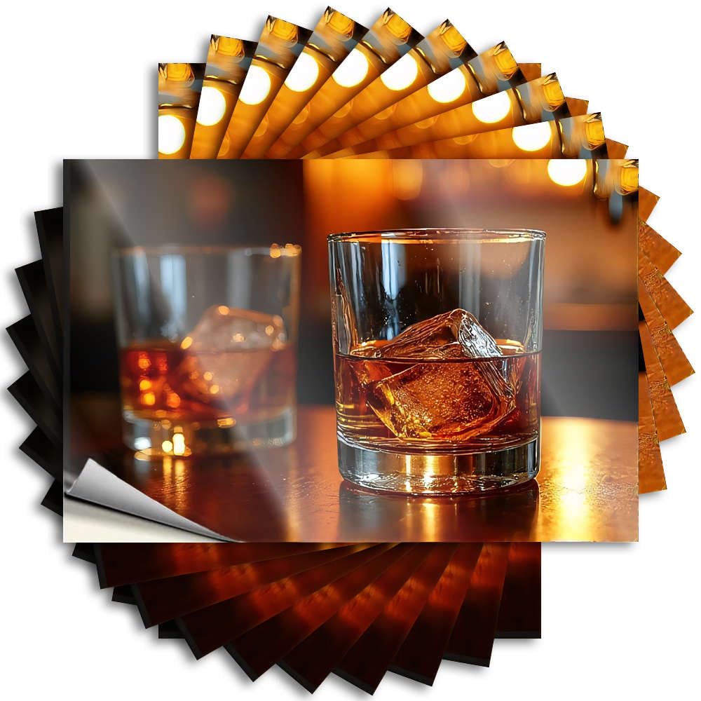 Guys, Sticker Funny Bottle Quote Stickers, Summer No Residue Decals for Luggage | Adulting Party Favor Custom Two Glasses of Whiskey with Ice Cubes(12X18CM)