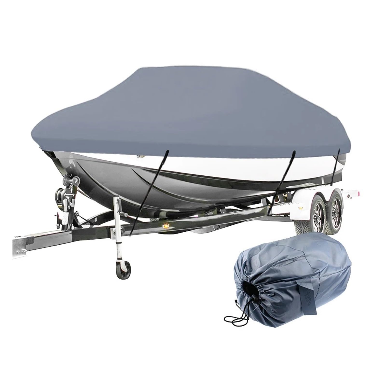 Pokrowiec Na Łódź Jacht Zewnątrz, Wodoodporny, Odporny Promieniowanie UV, Heavy Duty 11-22FT 210D Tkanina Oxford W Kształcie Litery V Płócienne Pokrowce Łodzie Szare Wszechstronna Ochrona(14-16ft)