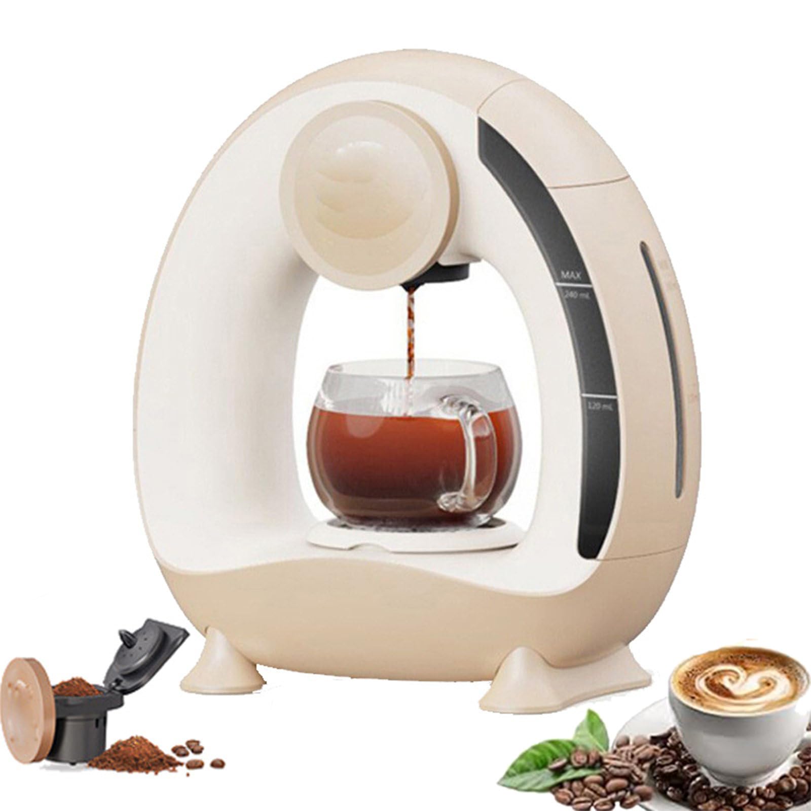 Portable Drip Coffee Maker, Single-Serve Coffee Maker, 85 °C Constant Temperature, 20S Fast Heating Extraction, 240ml Removable Water Tank for Office Home ChampagneGold-Powdered
