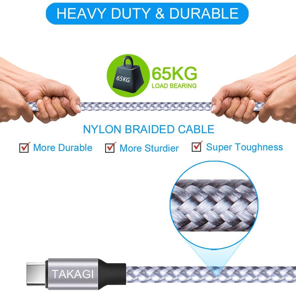 Cavo da USB a USB C (confezione da 3) da USB A a tipo C, cavo di ricarica rapida in nylon intrecciato per sincronizzazione dati e trasferimento USB C per iPhone 17 Pro Max/17 Air/16e/16 15 Pro/15 Plus