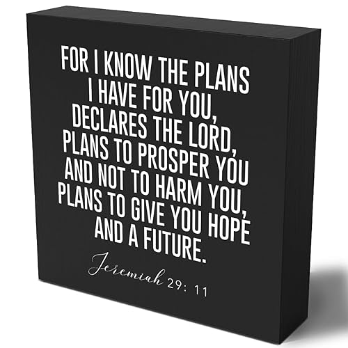 Christian Decor Wood Sign Desk Decor Rustic Motivational Bible Verse Jeremiah 29:11 