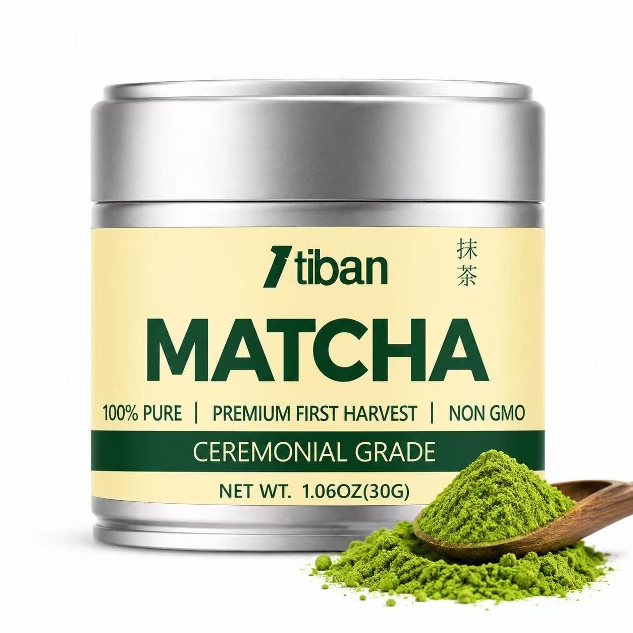 Matcha Powder Premium First Harvest, Ceremonial Grade Matcha, Green Tea Matcha Latte, Rich Flavor, 100% Vegan Sugar-Free with No Fillers, Radiation-Free (30g/1.06oz)