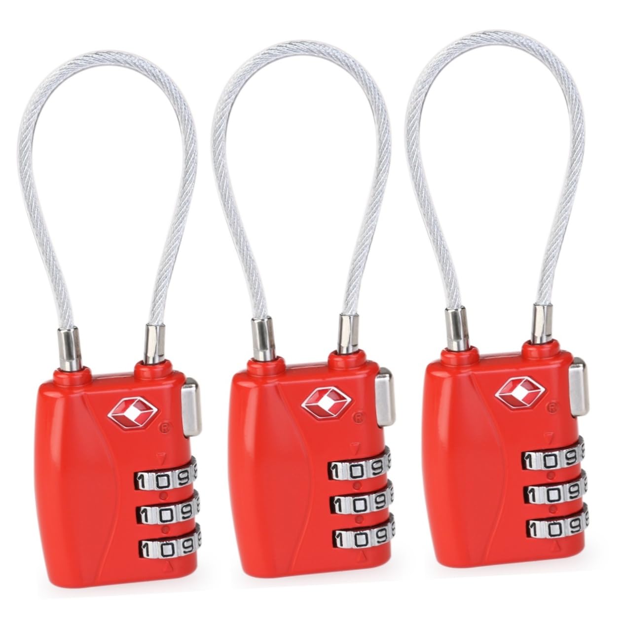 SHERCHPRY 3piezas Candado De Combinación Tsa Para Equipaje Cerradura De Código Dígitos Bloqueo De Maletas Duradero Seguridad Para Viajes Color Rojo