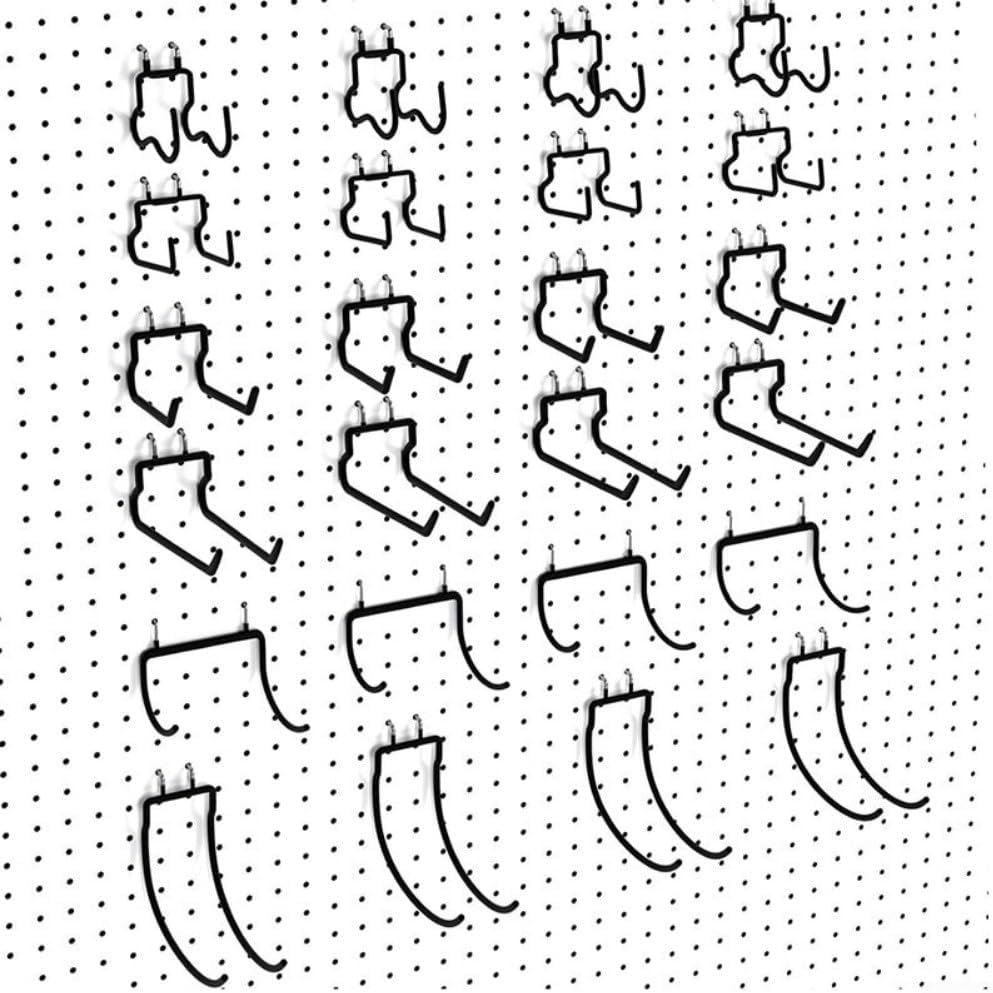 Wall Mounted Pegboard Hooks for Power Tool Storage, Steel Electric Drill Holder and Multi Function Organizer for Garage Shed and Workshop Use (A)